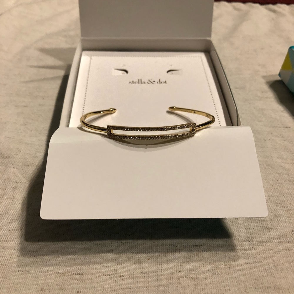 Stella & Dot Gold Cuff Bracelet with Pave Diamonds